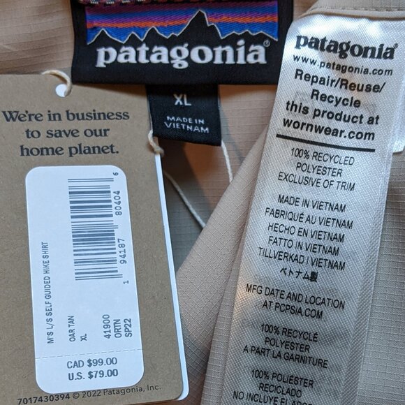 Patagonia Self-Guided Hike Shirt XL Khaki Tan Button-Down - Picture 5 of 10